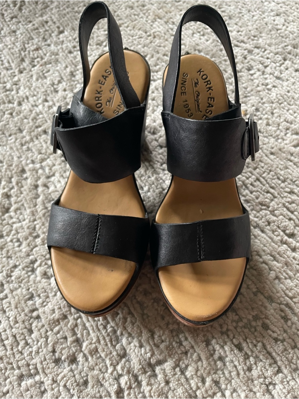 Kork-Ease Black Fig Leather Slingback Sandals
